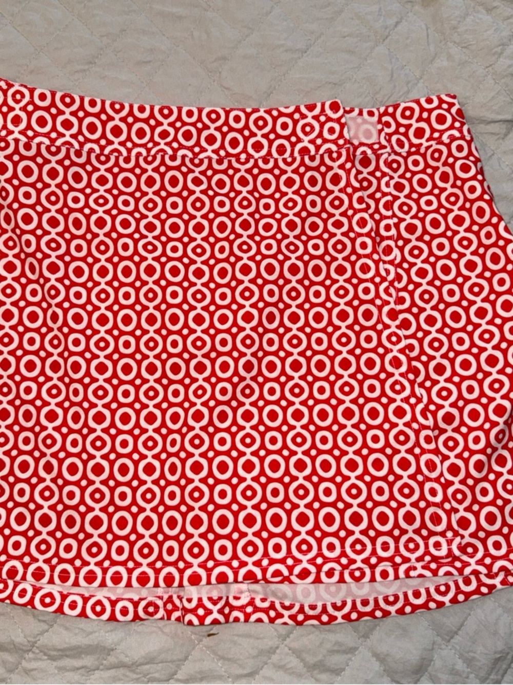 Ripskirt Hawaii Red Mini Skirt with White Ring Print
